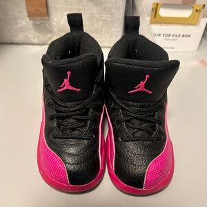 Jordan Kids Black and Pink Sneakers